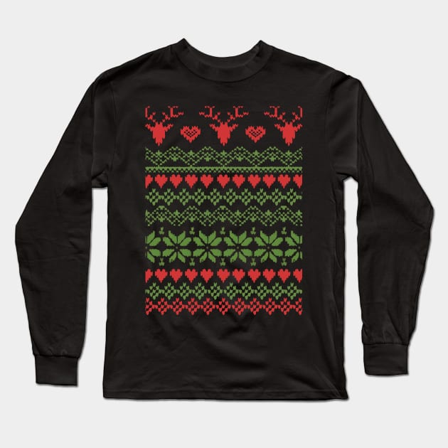 80's Christmas Knitted Sweater Long Sleeve T-Shirt by madmonkey